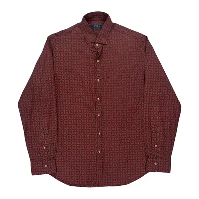 Ralph Lauren Patterned Shirt - Large Burgundy Cotton