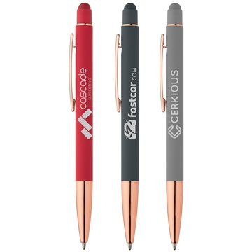 100 Promotional Sonic Softy Rose Gold Gel Pen w/ Stylus - Soft ...