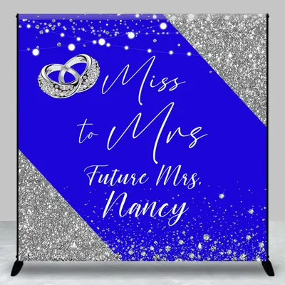 Blue Silver Sparkle Ring Custom Wedding Backdrop - Aperturee