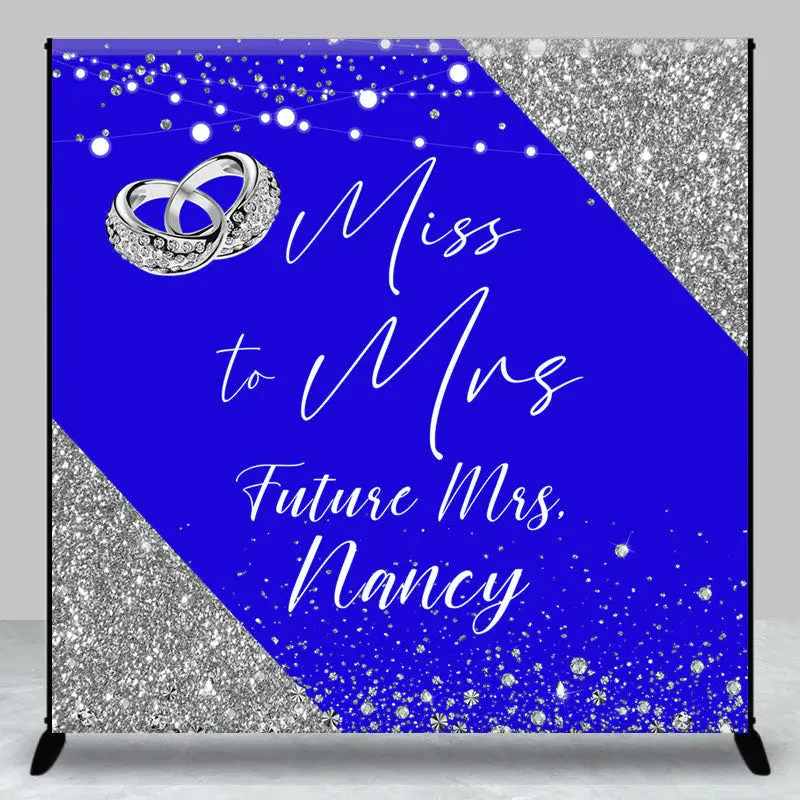 Blue Silver Sparkle Ring Custom Wedding Backdrop - Aperturee