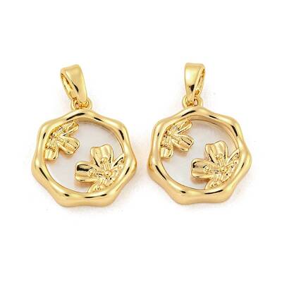 Brass Pave Shell Pendants