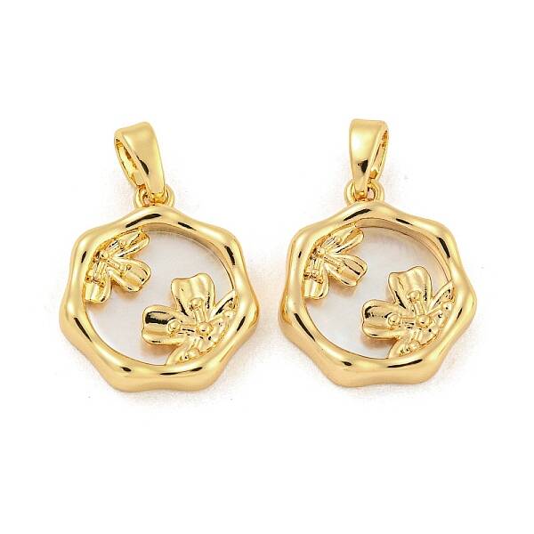 Brass Pave Shell Pendants