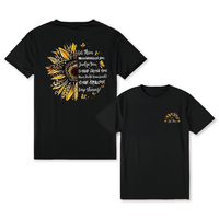 Ladies' Casual Sunflower And Letter Printed T-Shirt, 180G Pure Double-Sided Printed Round Neck Short Sleeved T-Shirt, Soft An...