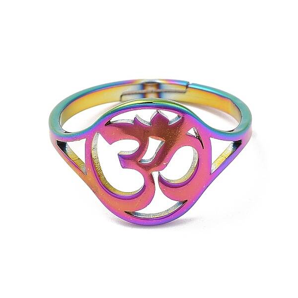 Ion Plating(IP) 304 Stainless Steel Yoga Adjustable Ring for Women