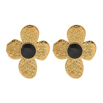 Ion Plating(IP) 304 Stainless Steel Flower Stud Earrings