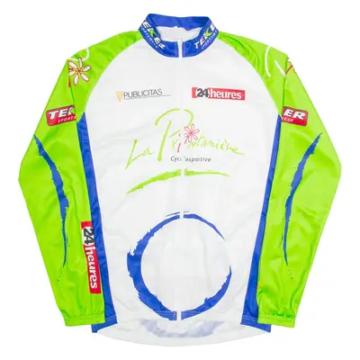 TEKER Cycling Zip Up Mens Jersey White Long Sleeve High Neck XL