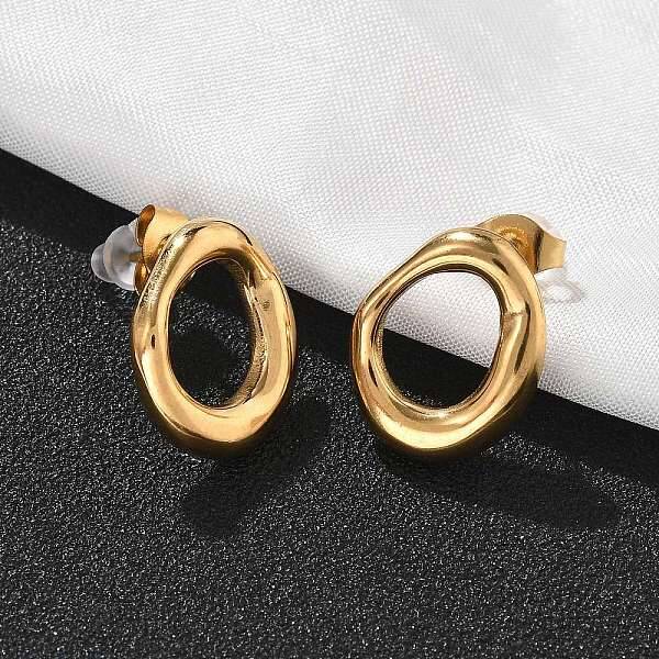 304 Stainless Steel Chunky Oval Studs Earrings for Women