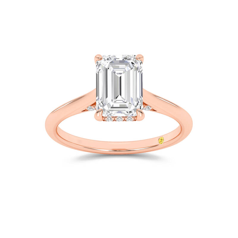 Twinkle Hidden Halo Emerald Cut Lab Grown Diamond Engagement Ring | 14K Rose Gold 1 5/8 CT. TW.