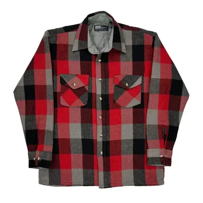 Sim Checked Flannel Shirt - Medium Red Wool Blend