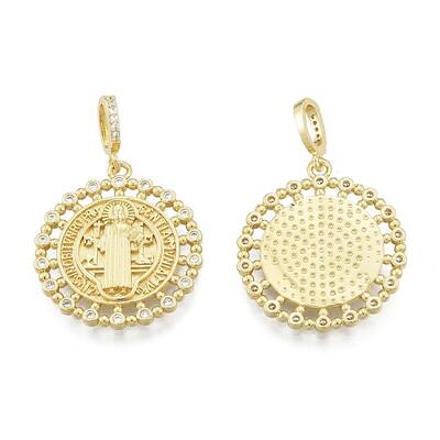 Brass Micro Pave Clear Cubic Zirconia Pendants