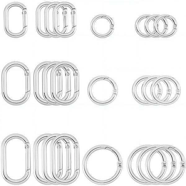 24Pcs 6 Styles Zinc Alloy Spring Gate Rings