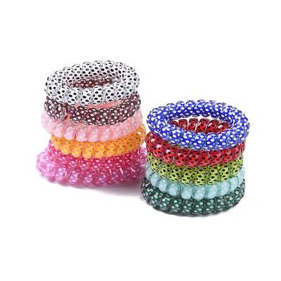 Printed Plastic Telephone Cord Elastic Hair Ties
