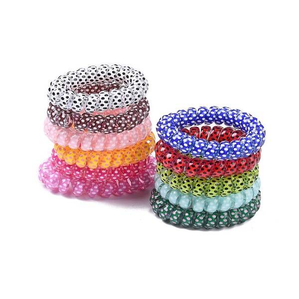 Printed Plastic Telephone Cord Elastic Hair Ties