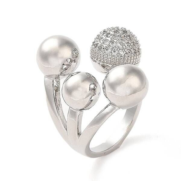Brass Micro Pave Cubic Zirconia Cuff Rings