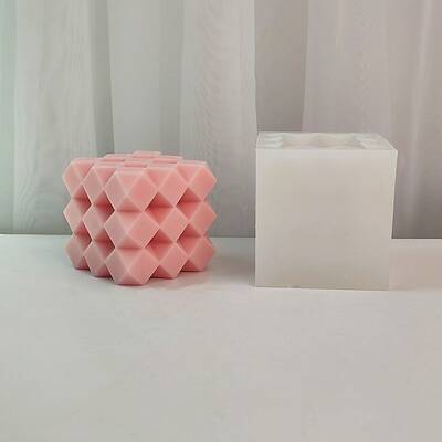 Faceted Rhombus-shaped Cube Food Grade Silicone Molds