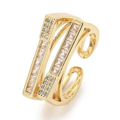 Brass Micro Pave Cubic Zirconia Cuff Rings