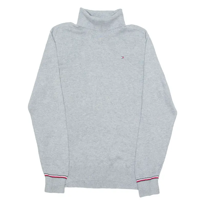 TOMMY HILFIGER Boys Jumper Grey Roll Neck Tight Knit 14Y
