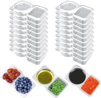 20 Sets Snack Containers Reusable Snack Containers With Lids,2 Compartments Dipping Container For Refrige, Takeaway Sauce Dip...