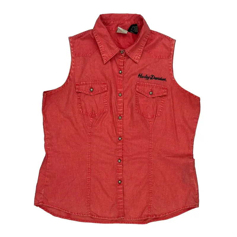 Harley Davidson Shirt - XL Red Polyester Blend