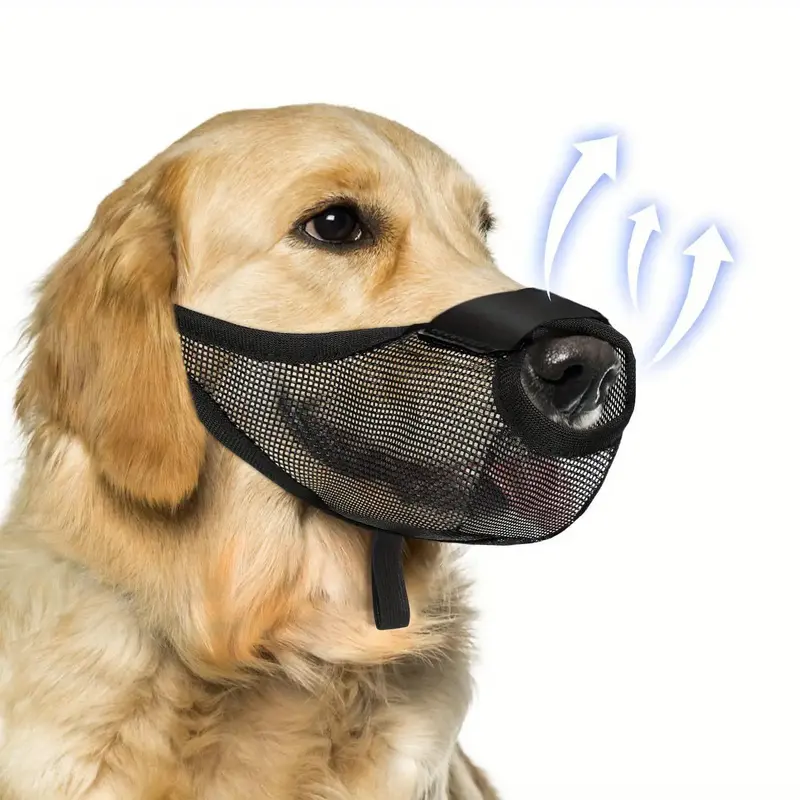 Mesh Dog Muzzle, Adjustable Breathable Dog Muzzle, Dog Mouth Cover for Prevent Biting, Licking, Chewing, Scavenging, Allows D...