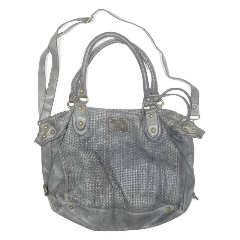 BAYSIDE Womens Shoulder Bag Grey Leather