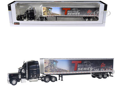 Peterbilt 379 Sleeper Cab Black with Trailer \