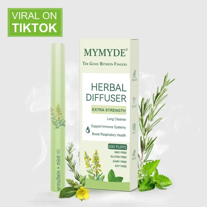 MYMYDE Thyme and mint extracts for lung detoxification and oral air freshening, herbal diffusion pen relaxation stick Solutio...