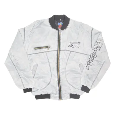 NFL Los Angeles Raiders Mens Bomber Jacket Grey USA XL