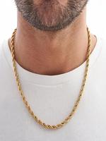 Men's Simple Plain Twisted Rope Design Stainless Steel Necklace, Minimalist Necklace, Street Hip Hop Party Essential Accessor...