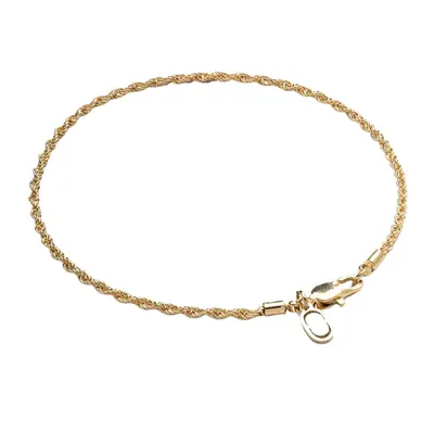 Sterling Silver with Yellow Gold Plated Rope Chain Bracelet 2mm