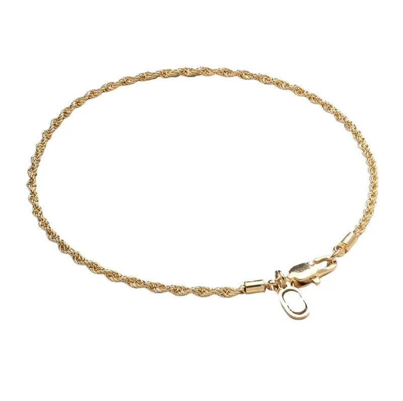 Sterling Silver with Yellow Gold Plated Rope Chain Bracelet 2mm