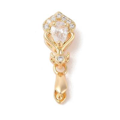 Golden Brass Micro Pave Clear Cubic Zirconia Ice Pick Pinch Bails