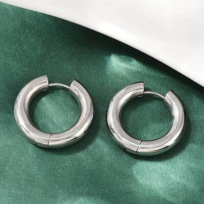 202 Stainless Steel Polishing Hoop Earrings