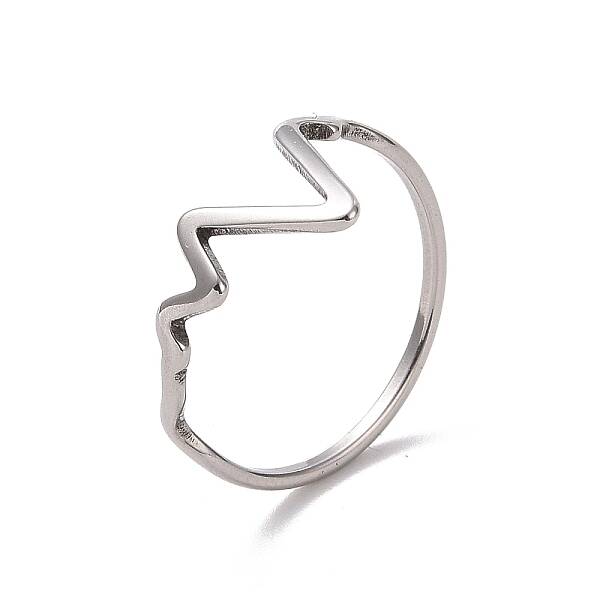 Non-Tarnish 201 Stainless Steel Wave Finger Ring for Women