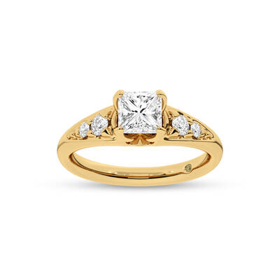 Lyon Tapered Pavé Princess Cut Lab Grown Diamond Engagement Ring | 10K Yellow Gold 2 3/4 CT. TW.