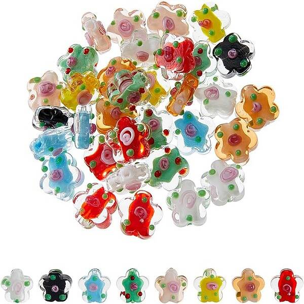 40pcs 8 colors Handmade Bumpy Lampwork Beads