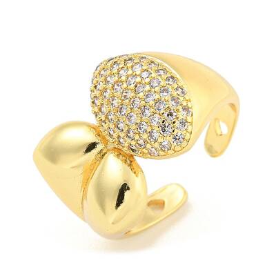 Oval Clear Cubic Zirconia Open Cuff Ring