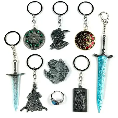 Elden Ring & Nightreign Metal Keychains, Godfrey Icon, Ranni, Crimson Amber, Dragoncrest Greatshield, Dark Moon Greatsword, R...