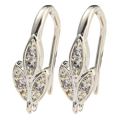 Brass Micro Pave Clear Cubic Zirconia Earring Hooks