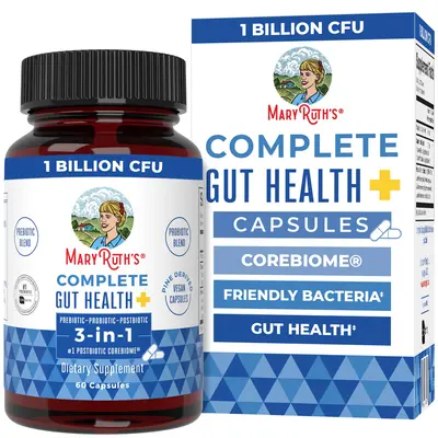 MaryRuth's Complete Gut Health+ Capsules - 5 Probiotic Blend - Support Gastrointestinal Health & Microbiome - Vegan - 2 Capsu...