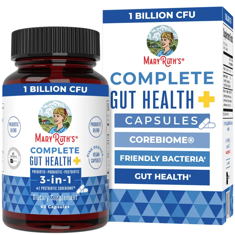 MaryRuth's Complete Gut Health+ Capsules - 5 Probiotic Blend - Support Gastrointestinal Health & Microbiome - Vegan - 2 Capsu...