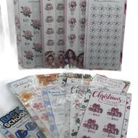 Variable Saving Challenges Cash Envelopes with Floral Designs and Savings Amounts from $10 to $50 for Back to School and Chri...