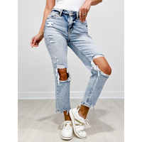 Lovervet by Vervet CROP IT LIKE IT'S HOT High Rise Cropped Distressed Jeans