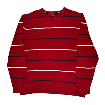 Tommy Hilfiger Striped Jumper - 2XL Red Cotton