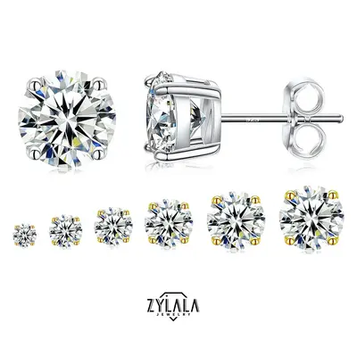 [007] Sterling 925 Silver Synthetic Moissanite Stud Earring 0.3/0.5/1.0/2.0/3.0CT Classic Four-claw Jewelry Stud Earrings Ele...