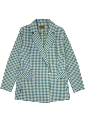 Women's checked blazer - Green/Blue | Size: S