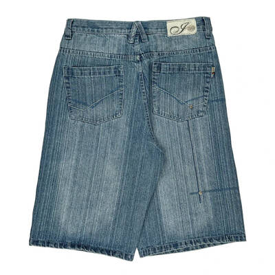 Indigo Denim Shorts - 34W 14L Light Wash Cotton | Size: 34″ waist