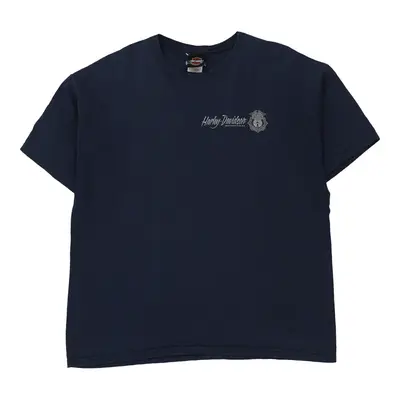 Harley Davidson Graphic T-Shirt - XL Navy Cotton