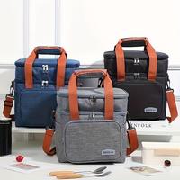 Double Layer Insulated Picnic Bag, Portable Lunch Bag with Strap, Zipper Picnic Bag for Camping, Hiking, Outdoor, Travel Acce...
