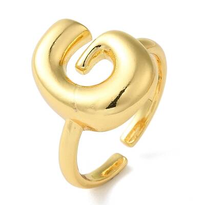 Initials Brass Open Cuff Ring for Women